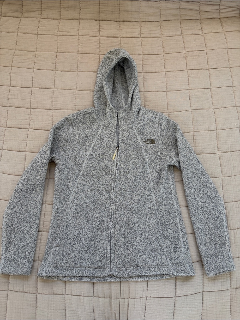 The North Face Heather Gray Full-Zip Teddy Fleece Hoodie